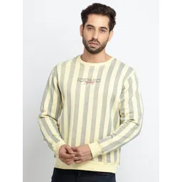 Status Quo Men Yellow Striped Cotton Sweatshirt-picture-23