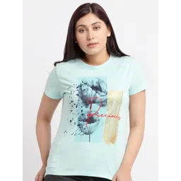 Status Quo Women Blue Printed Cotton T-shirt-picture-17