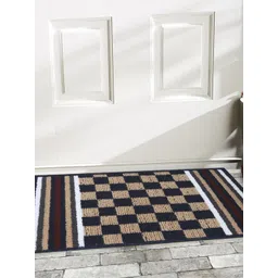 Status IRIS Blue & Beige Checked Rectangular Shaped Anti Slip Doormat-picture-12
