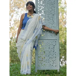 STAVA CREATION Geometric Printed Pure Cotton Chanderi Saree-picture-12