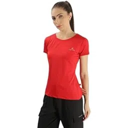stayfit Women’s Solid Quick Dry Sports Half Sleeve Regular Fit Active Wear Gym Tshirt Round Crew Neck Breathable Side Mesh Panels for Running Workout and Fitness-picture-54