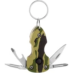 Stealodeal Multicolor Military Keychain with Torch, Screwdriver, Knife & Bottle Opener Key Chain (Army), Metal-picture-40