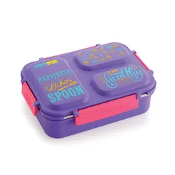 steel lock SmartMeal 3 Partition Stainless Steel Insulated Tiffin for Kids & Adults with Spoon 600 ml - Purple.-picture-18
