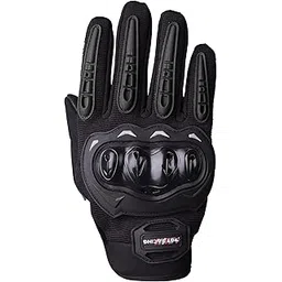 Steelbird Polyester Gt-17 Full Finger Bike Riding Gloves With Touch Screen Sensitivity At Thumb And Index Finger, Protective Off-Road Motorbike Racing (M, Black)-picture-20