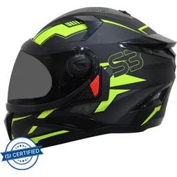 steelbird SBH-17 Terminator Full Face Graphic Helmet in Matt Black Fluo Yellow Motorbike Helmet-picture-20