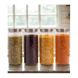 steelo Set of 4 Plastic Trasparent Multipurpose Storage Jars  -picture-34