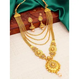 Stefan Gold-plated Kundan-Studded & Beaded Jewellery Set-picture-25