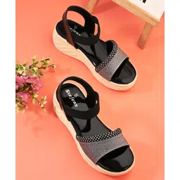 Stefens Beads Embellished Shimmered Sandals - Black-picture-12