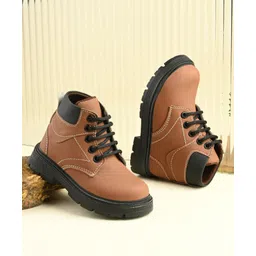 Stefens Colour Blocked Lace Up Derby Boots - Tan-picture-34