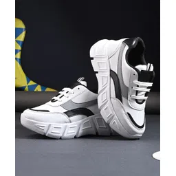 Stefens Colour Blocked Sneakers - White & Black-picture-36