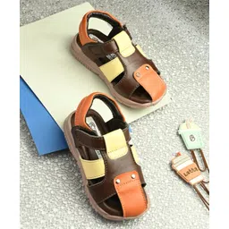 Stefens Colour Blocked Velcro Closure Sandals - Coffee-picture-19