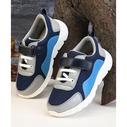 Stefens Colour Blocked Velcro Closure Sport Shoes - Grey & Black-picture-22