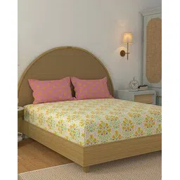 stellar home 120 TC Floral Print Double Bedsheet with Pillow Covers-picture-13