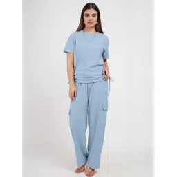Stem Rope Women Blue Solid Top & Trouser Co-Ords-picture-10