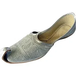 step n style Men's Silver Exclusive Khussa Punjabi Jutti Zari Work in Soft Leather-picture-38