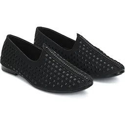 stepfox Men's Ethnic Slip-On Shoes | Designer Cutwork Mojari Look | Faux Suede Texture with Cushioned Sole for Festive, Wedding-picture-23