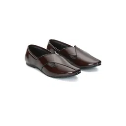 STEPHORN Men Ethnic Brown Criss Cross Slip On Juttis and Mojaris-picture-34