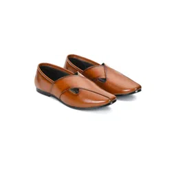 STEPHORN Men Ethnic Tan Criss Cross Slip On Juttis-picture-31