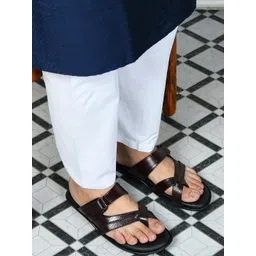 STEPHORN Men Leather Ethnic Cushioned Open-Toe Sandals-picture-18