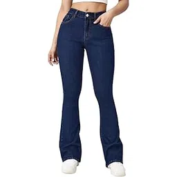 steple denims Women's High Rise Cotton Solid Boot-Leg Jeans-picture-41