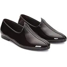 stepsoft Jutti for Men Ethnic Lightweight Slip-On Faux Leather Footwear with Memory Cushion | Traditional Mojari for Men for Sherwani & Kurta Pajama | Patent Vegan Leather Comfort Shoes-picture-15