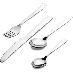 steren impex Tea Spoon, Dinner Spoon, Dinner Fork & Dinner Knife - Ziel Design, 6 Pieces Each Stainless Steel Cutlery Set image 5