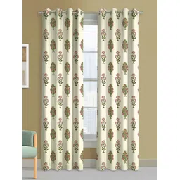 Steve & Anderson Bharat Motifs Green & White 2 Pieces Floral Door Curtains (7 Feet)-picture-17