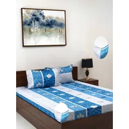 Steve & Anderson elevate Blue Printed 164 TC King Bedsheet Set 1.83 m X 1.98 m X 0.2 m-picture-23