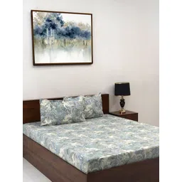Steve & Anderson Elevate Blue Printed 164 TC Queen Bedsheet Set 1.83 m X 1.98 m X 0.2 m-picture-40