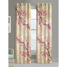 Steve & Anderson Jester Yellow 2Pcs Floral Warpknit Flat Fabric Long Door Curtains (9Feet)-picture-14