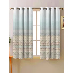 Steve & Anderson Ozzon Turquoise Blue 2 Pieces Geometric Black Out Window Curtain (5 Feet)-picture-33