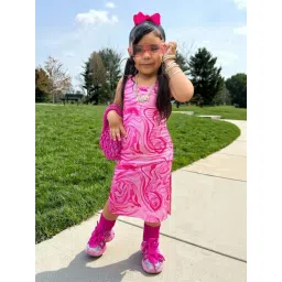STH Girls Pink Polyester Printed Dress-picture-17
