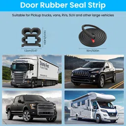 STHIRA® 52.5Ft Car Door Seal Strip Weather Stripping Car Rubber Seal Cuttable Door Edge Weather Strip Automotive Soundproof Door Trim Seal Universal Door Edge Rubber Trim for SUV, Van, Pickup Trunks image 5