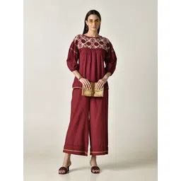 STIL O STITCH Embroidered	 Round Neck Top & Palazzo Co-Ords-picture-27