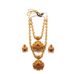 StileAdda Gold-Plated Red Stone Studded & Beaded Jewellery Set-picture-23
