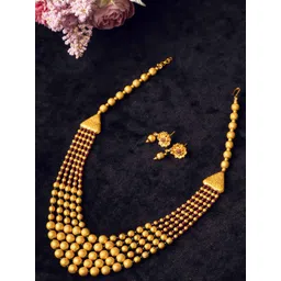 StileAdda Gold Plated Stone Studded & Beaded Traditional Jewellery Set-picture-22