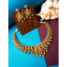 StileAdda Gold-Plated Stones Studded & Beaded Temple Jewellery Set-picture-20