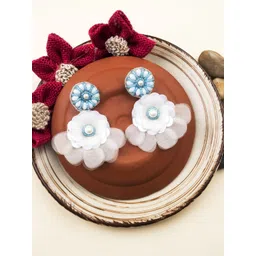 StileAdda Pearls Studded Floral Shaped Drop Earrings-picture-24