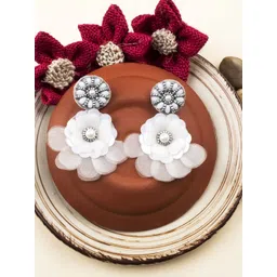 StileAdda Pearls Studded Floral Shaped Drop Earrings-picture-21