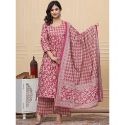 Stitch up thread Ethnic Motifs Printed Regular Kurta with Palazzos & Dupatta-picture-19