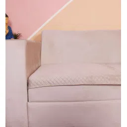 stitchnest Beige Solid Velvet 1 Seater Quilted Sofa Cover (Protector) image 1