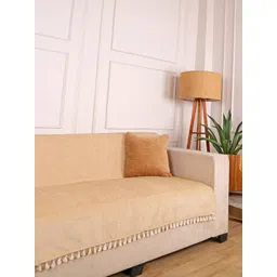 STITCHNEST 1 Seater Beige Chenille Seat Cover-picture-27