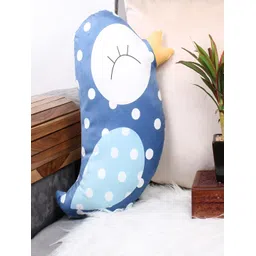 STITCHNEST Blue & White Printed Velvet Bird Shape Filled Cushion-picture-29