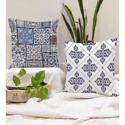 stitchnest Blue Cotton Geometric 24x24 inches Cushion Covers (Pack of 2)-picture-36
