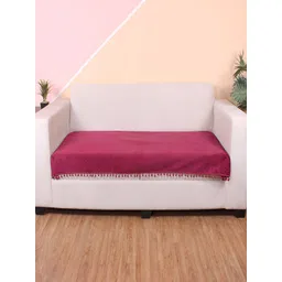 STITCHNEST Maroon & Beige Self Design 3 Seater Sofa Cover-picture-11