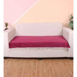 stitchnest Maroon Solid Velvet 3 Seater Quilted Sofa Cover (Protector) with Tassel-picture-31