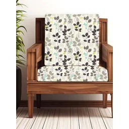 STITCHNEST White & Coffee Brown 2 Pieces Floral Printed 1 Seater Sofa Cover-picture-31