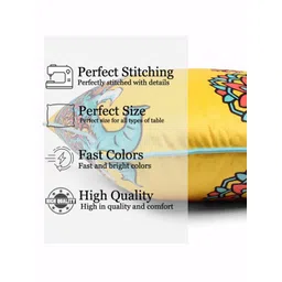 STITCHNEST Yellow & Blue 5 Pieces Ethnic Motifs Printed Velvet Square Cushion Covers image 5