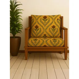 STITCHNEST Yellow & Brown 2 Piece Printed Lycra Sofa Cover-picture-37