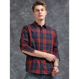 StitchX Men Comfort Fit Spread Collar Tartan Checked Cotton Casual Shirt-picture-37